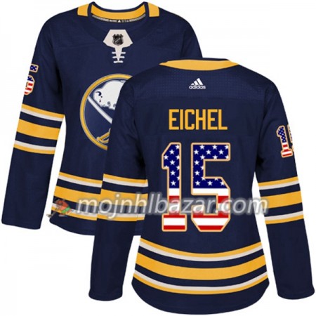 Dresovi Buffalo Sabres Jack Eichel 15 Adidas 2017-2018 Navy Plava USA Flag Fashion Authentic - Ženska Dresovi Buffalo Sabres Jack Eichel 15 Adidas 2017-2018 Navy Plava USA Flag Fashion Authentic - Ženska